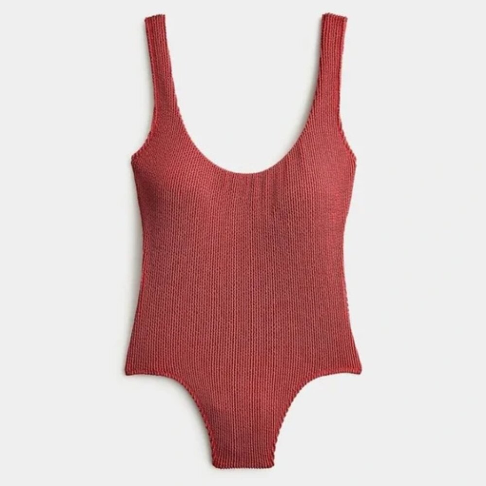 J. Crew Long-Torso Scrunchie Scoopneck Retro One-Piece Swimsuit